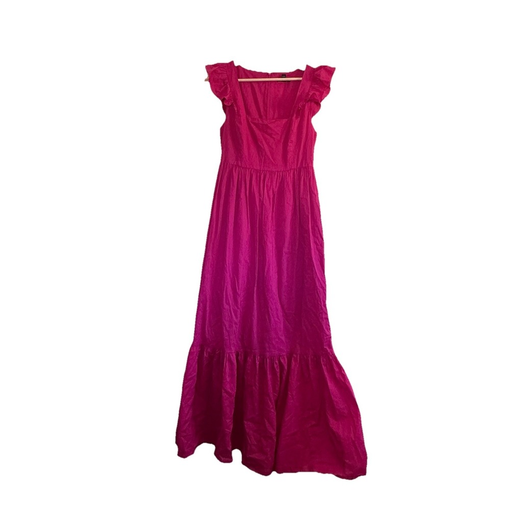 Express Pink Tiered Maxi Dress Prairie Cottage Peasant Milkmaid Boho Cotton Sm